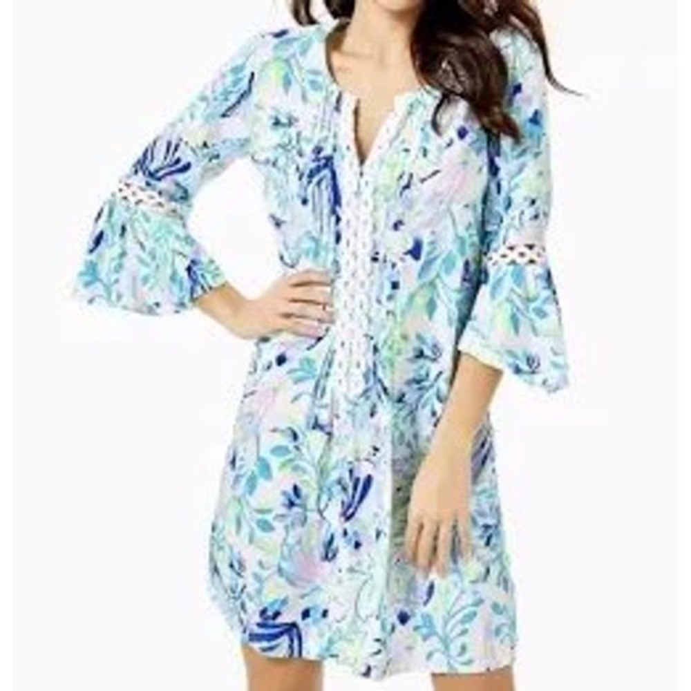 Lilly Pulitzer Hollie Tunic Dress Resort White Shell Beach Size Small - Picture 2 of 8